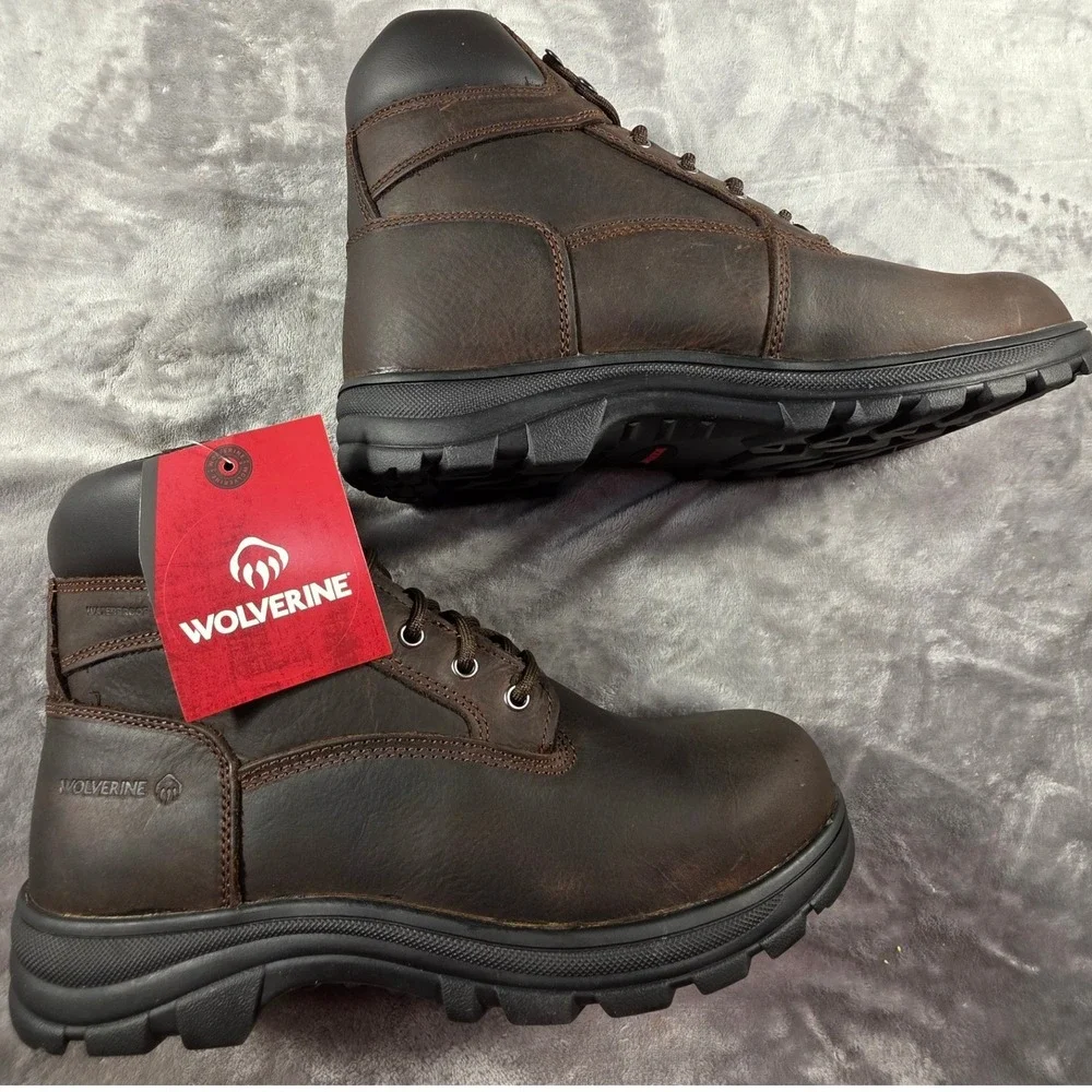 Wolverine Carlsbad Work Boots Mens 12 EW Extra Wide Brown Waterproof Soft Toe‎